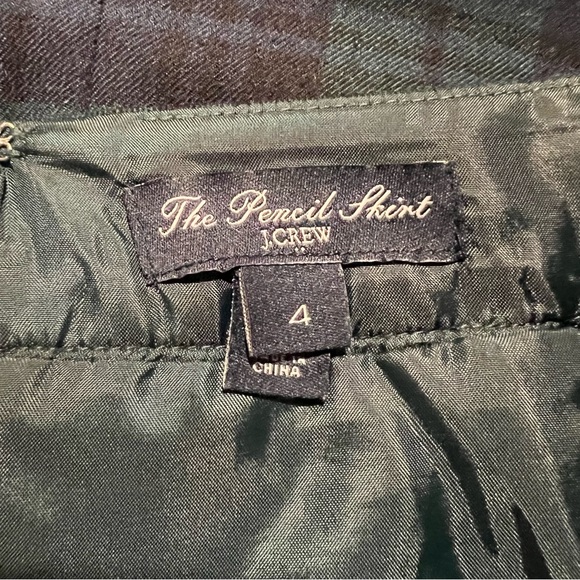 J. Crew Women's Wool Blend The Pencil Skirt in Navy & Green Tartan Plaid Sz. 4 - Picture 7 of 9